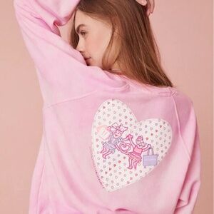 New Roller Rabbit X LoveShackFancy Monkeys Just Want To Have Fun Sweatshirt S